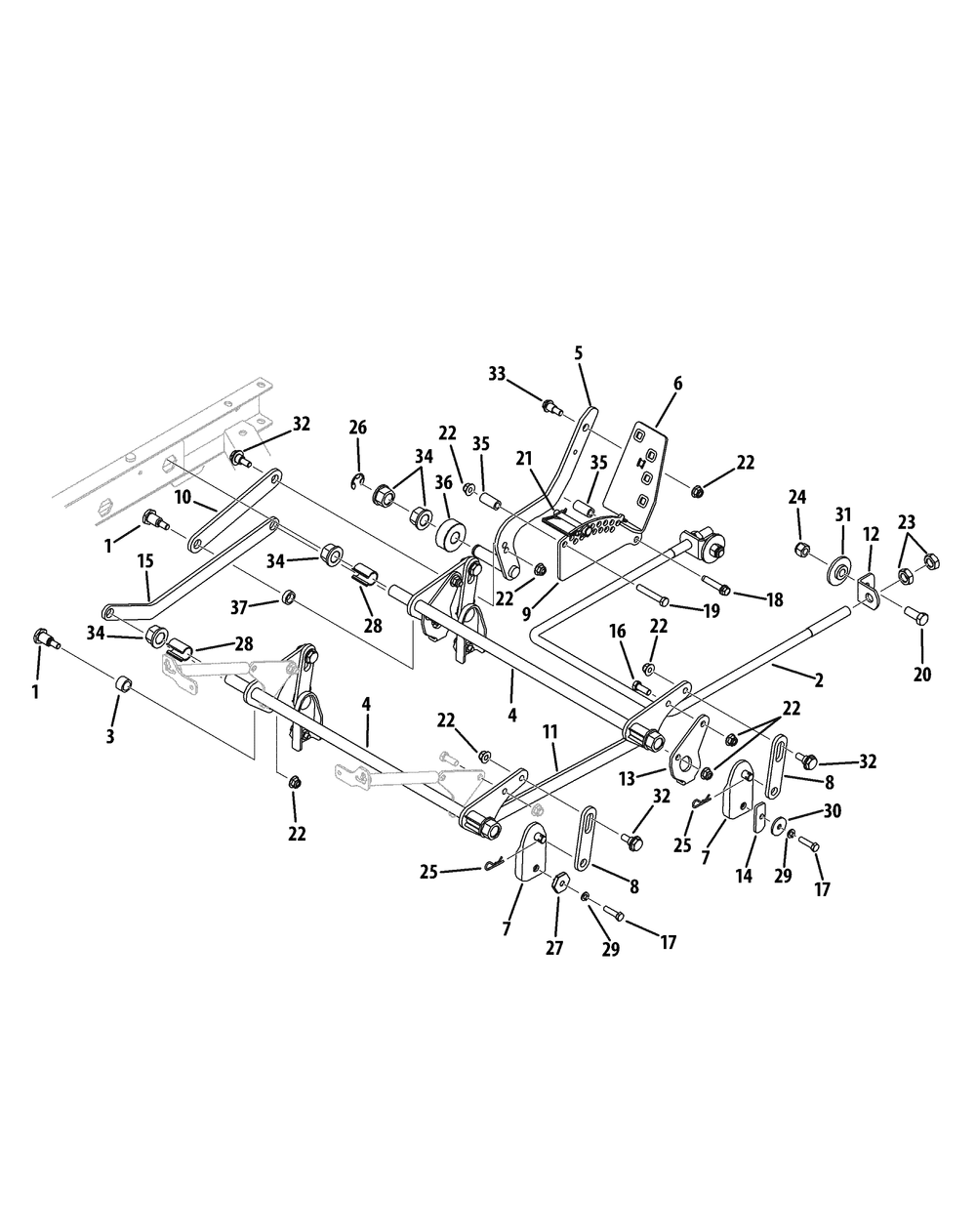 Deck Lift Diagram and Parts List for Z-FORCES60 17AI5GHD-2010Z-17AI5GHD210-17AI5GHD010-2010u-Base-Model Cub Cadet Lawn Tractor